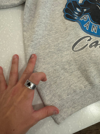 90s Carolina Panthers Sleeve to Sleeve Grey Spell Out Crewneck (M)
