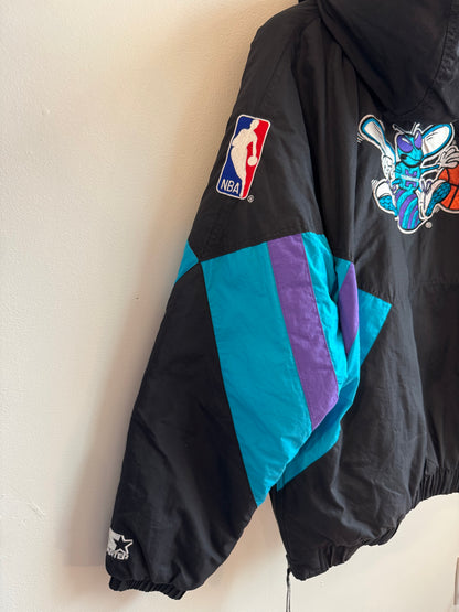 90s Charlotte Hornets Black Starter Puffer Jacket (L)