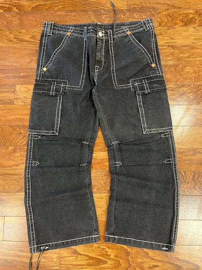 00s True Relgion Black Cargo Pants (44x32)