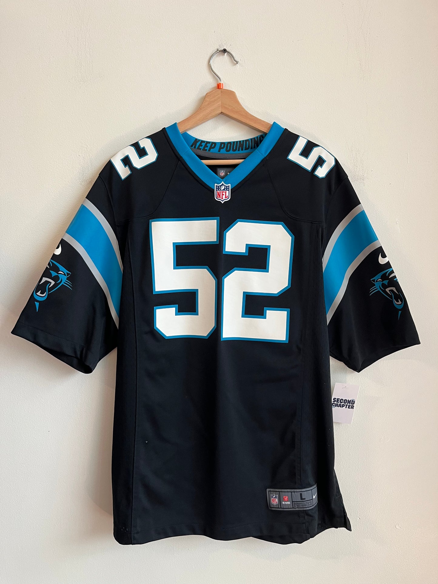 00s Carolina Panthers Jon Beason Home Nike Jersey (L)