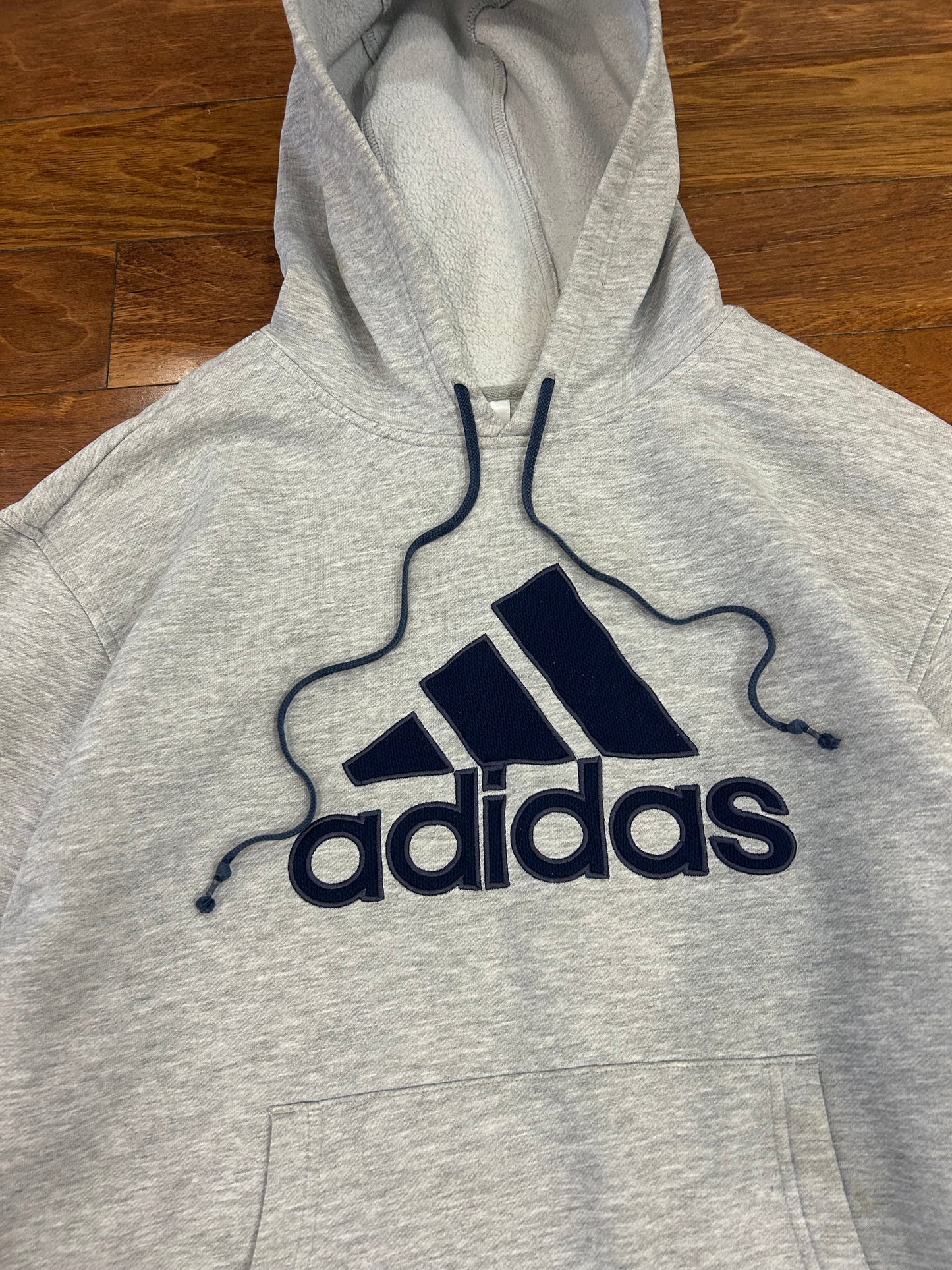 00s Adidas Embroidered Gray Hoodie (L)