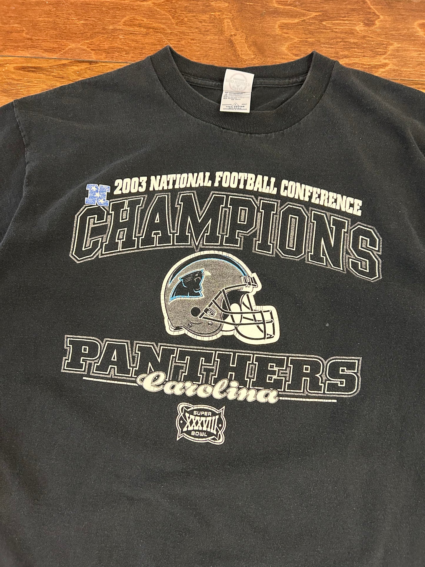 2003 Carolina Panthers Black Super Bowl Tee (L)