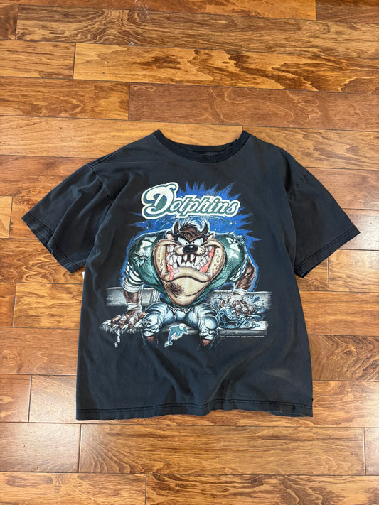 1997 Miami Dolphins Taz Graphic Faded Tee (L)