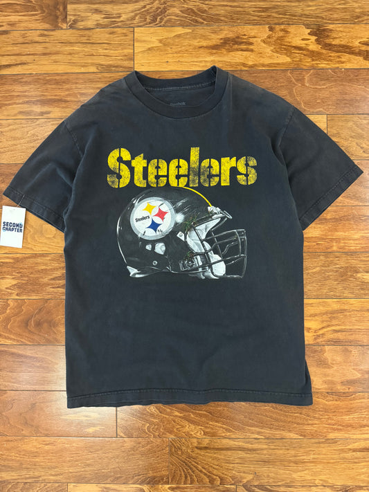 00s Pittsburgh Steelers Helmet Spell Out Vintage Graphic Tee (XL)