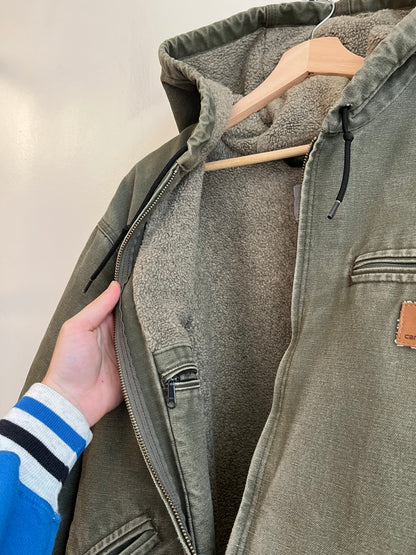 2012 Carhartt J141 ARG Faded Distressed Sherpa Lined Jacket (XL)