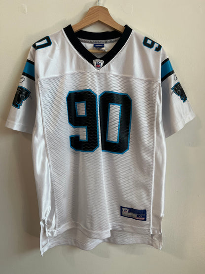 00s Carolina Panthers #90 Julius Peppers NFL Reebok Away Jersey (Youth L)