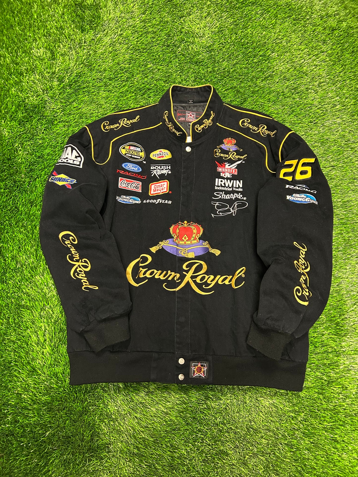 90s Crown Royal Vintage Nascar Jeff Hamilton Racing Jacket (XL)