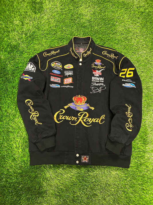 90s Crown Royal Vintage Nascar Jeff Hamilton Racing Jacket (XL)
