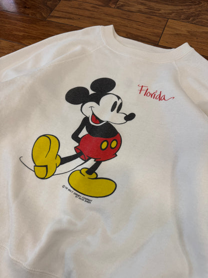 80s Mickey Mouse Disney Florida White Crewneck (M)