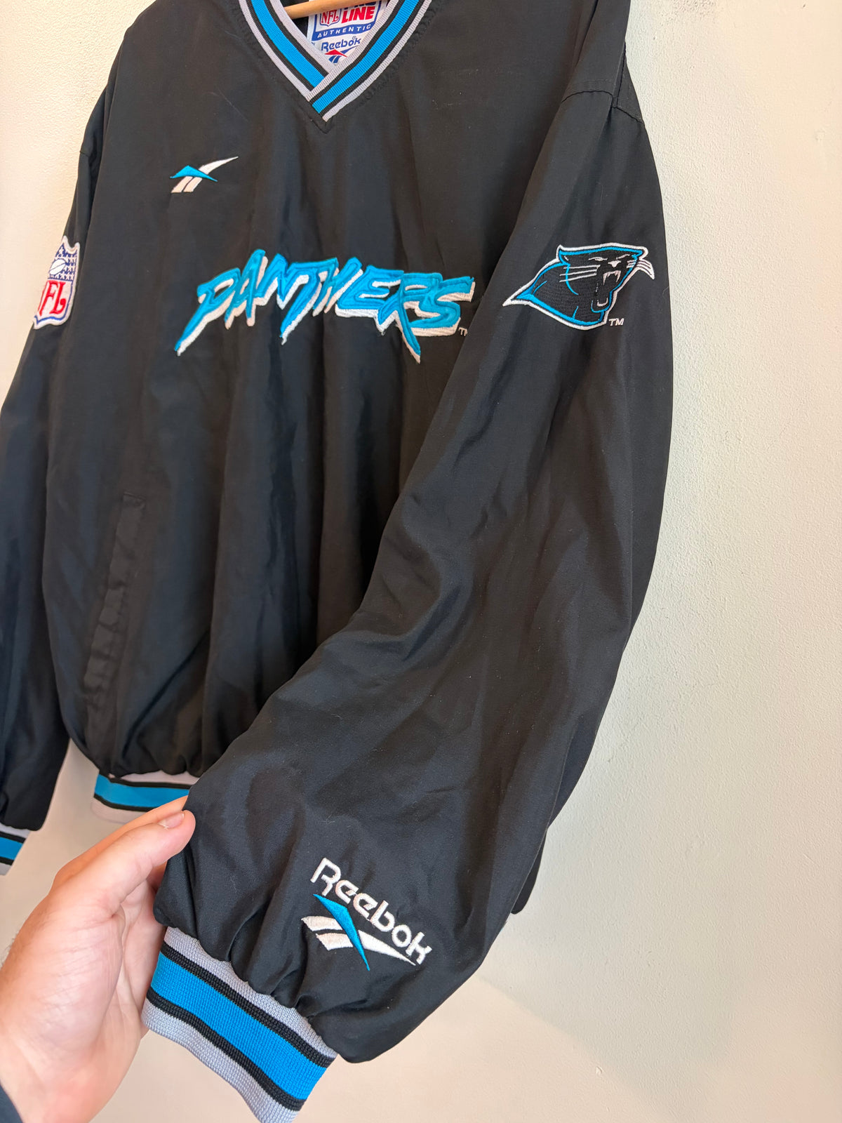 90s Carolina Panthers Cat Scratch Reebok Pro Line Windbreaker (L)