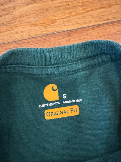 00s Carhartt Forest Green Essential Long-Sleeve Shirt (S)