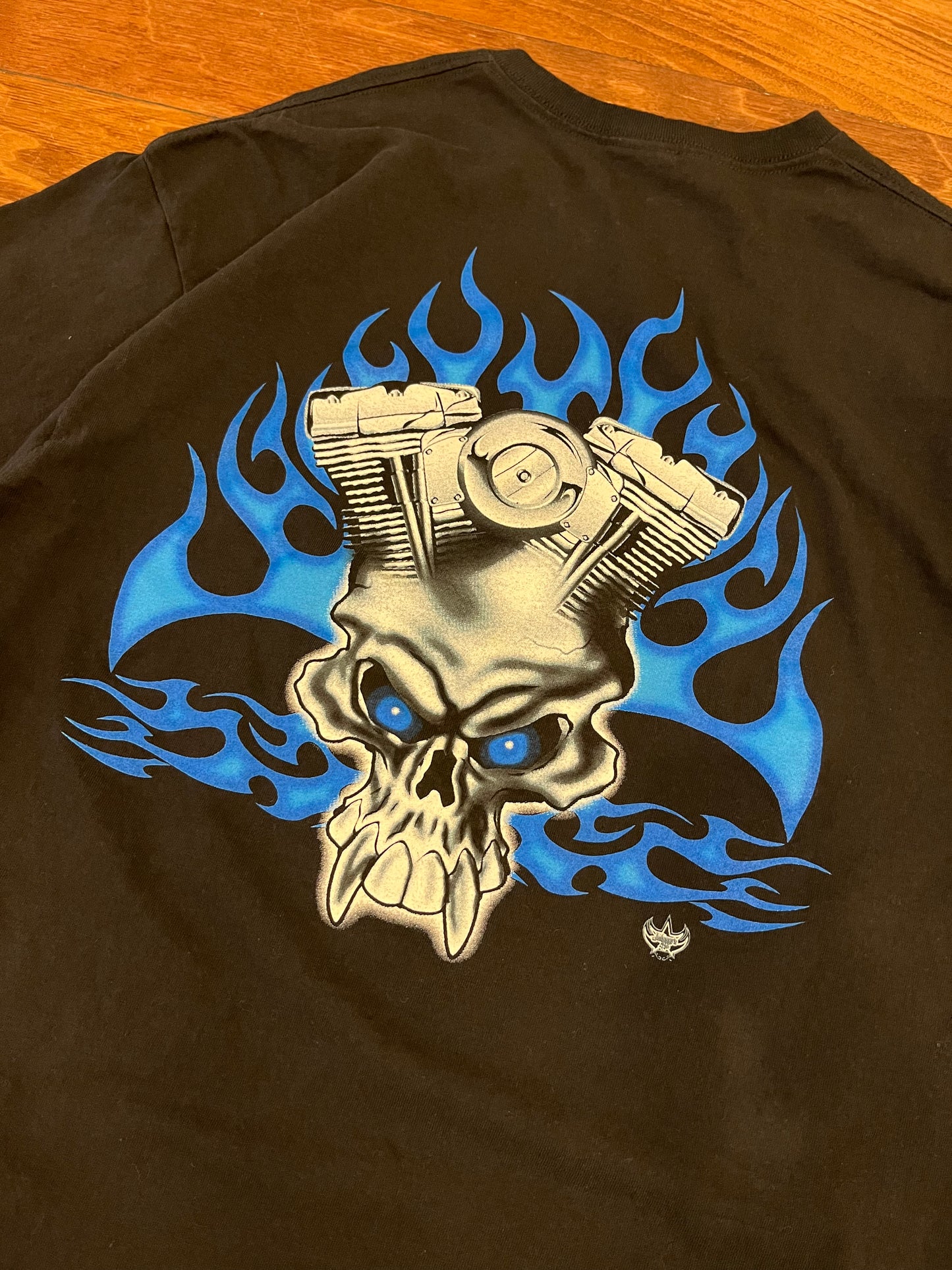 00s Johnny's Blue Flaming Skull Tee (XL)