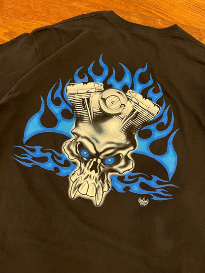 00s Johnny's Blue Flaming Skull Tee (XL)