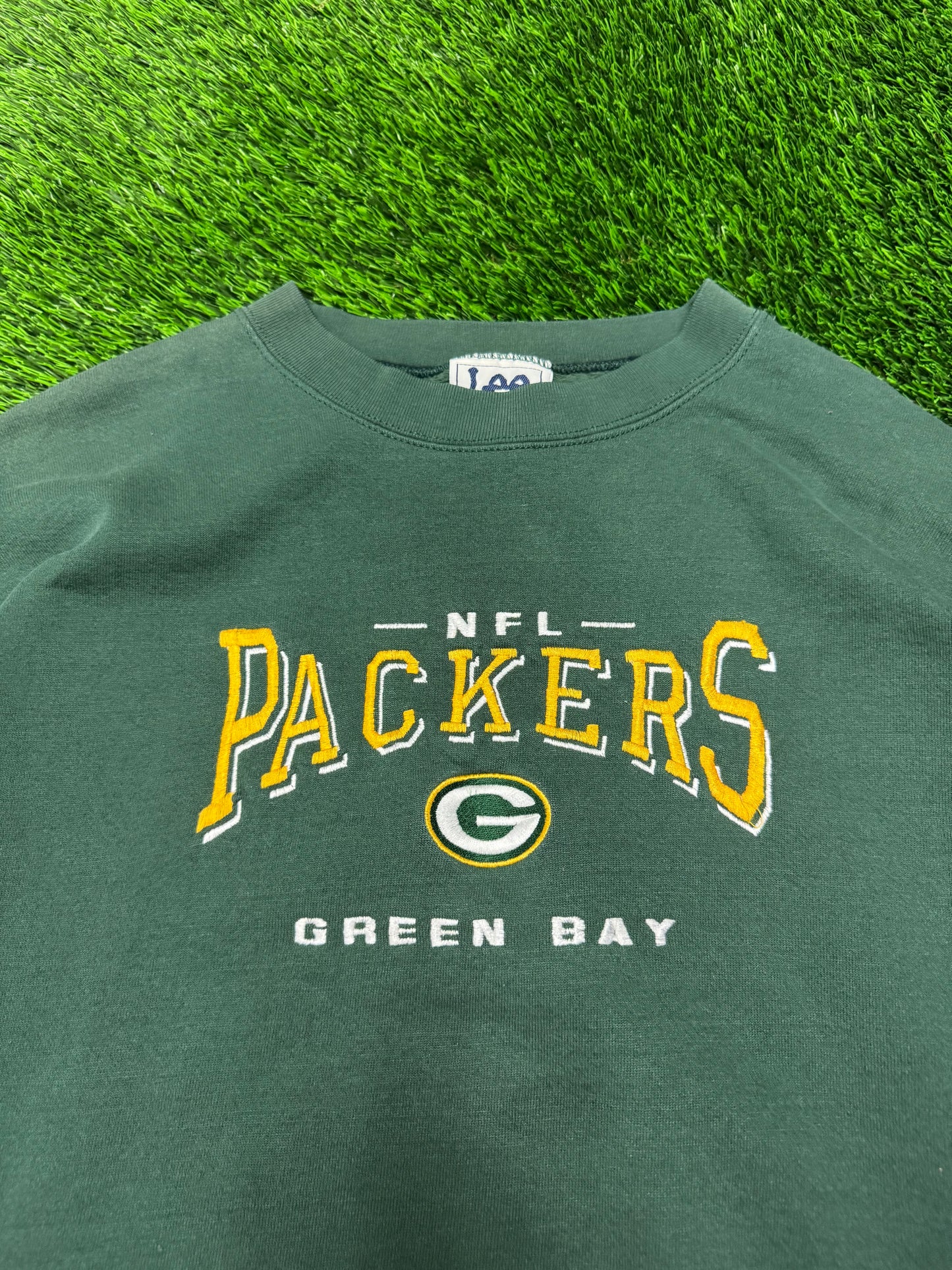 90s Green Bay Packers Lee Spell Out Crewneck (XL)