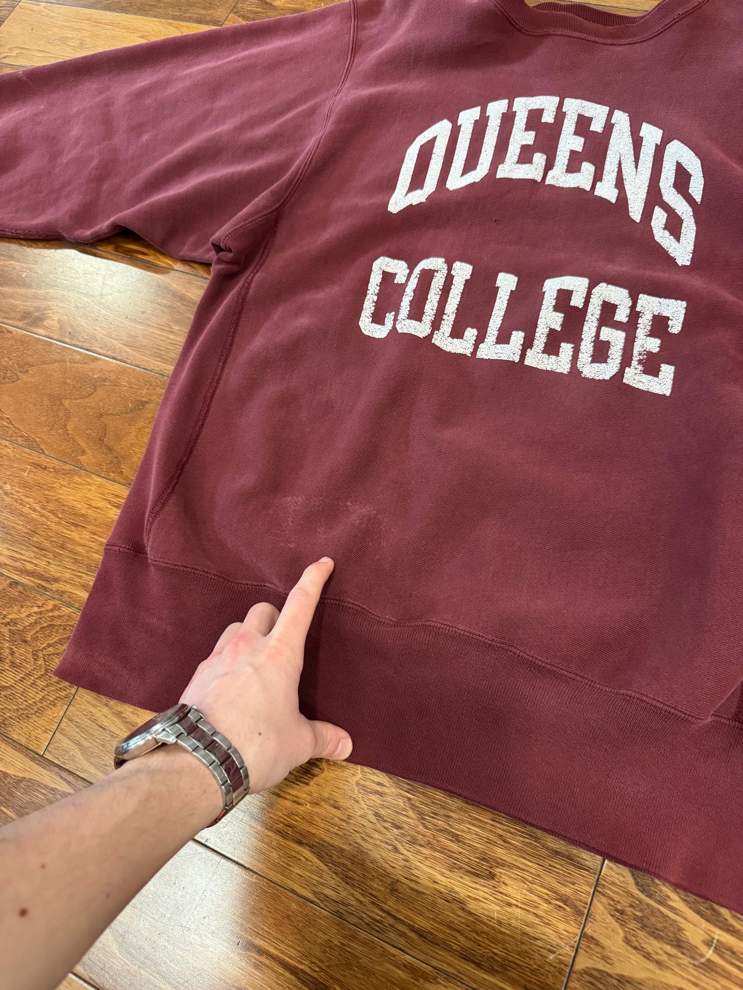 90s Queens College Champion Reverse Weave Crewneck (XL)