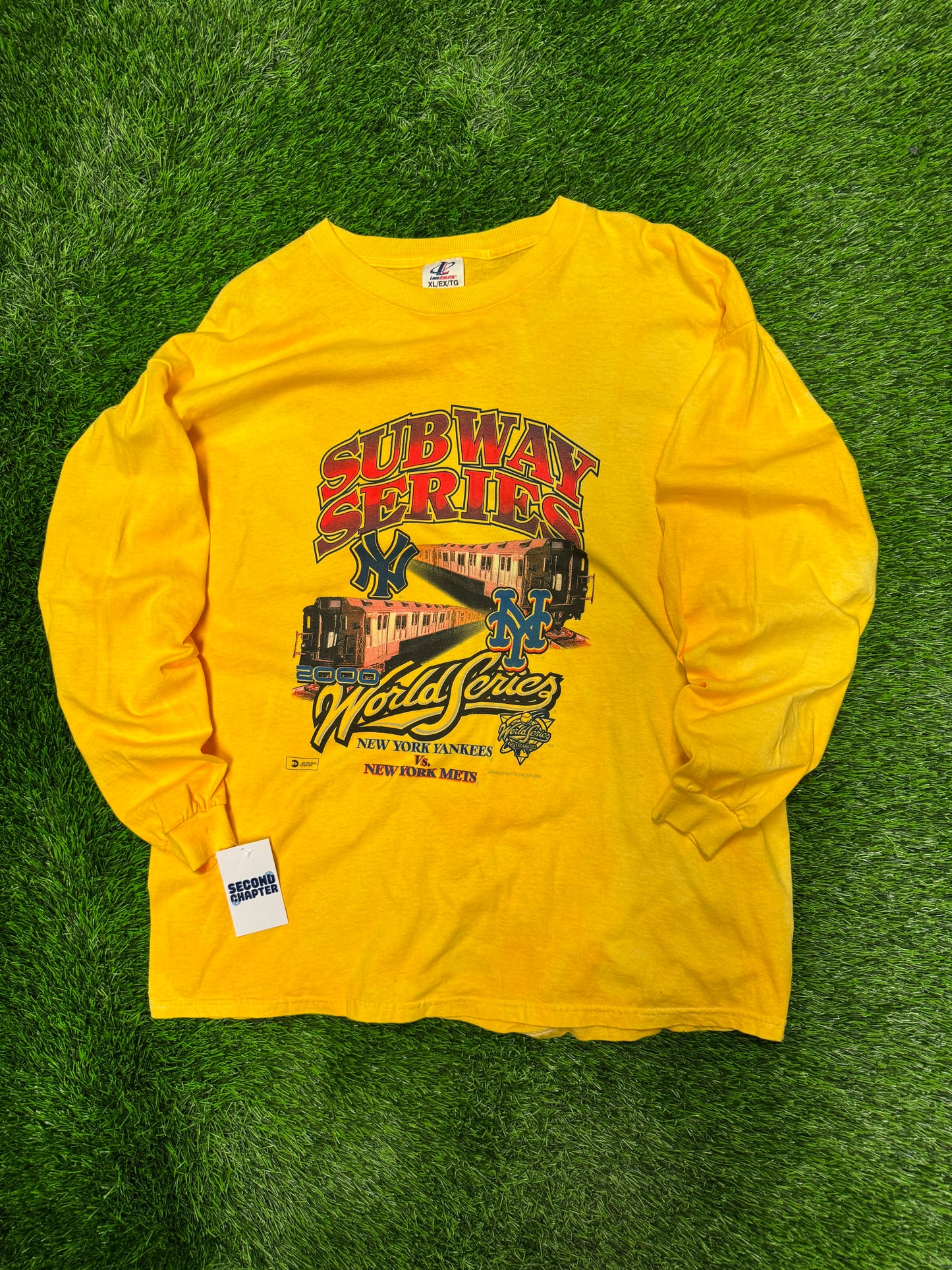 2000 New York Yankees v Mets Subway Series Vintage Dyed Long Sleeve Tee (XL)