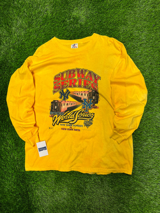 2000 New York Yankees v Mets Subway Series Vintage Dyed Long Sleeve Tee (XL)