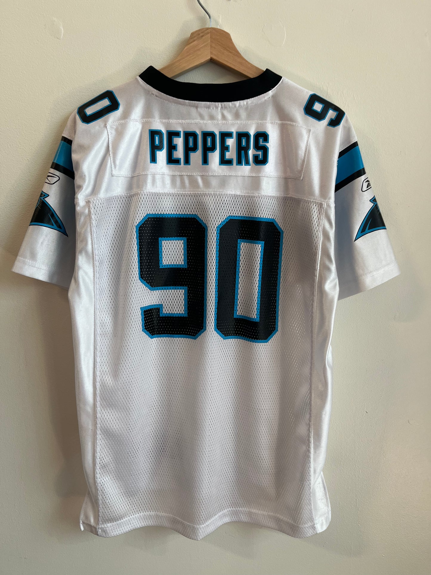 00s Carolina Panthers #90 Julius Peppers NFL Reebok Away Jersey (Youth L)