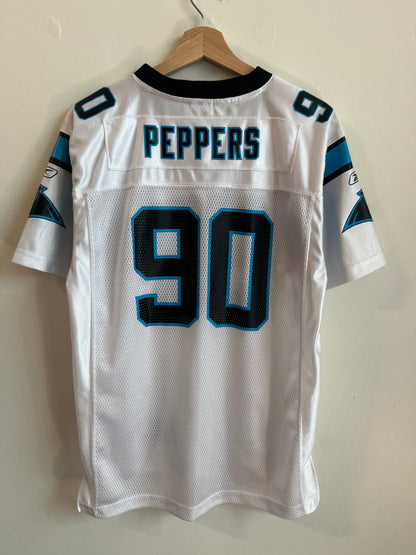 00s Carolina Panthers #90 Julius Peppers NFL Reebok Away Jersey (Youth L)