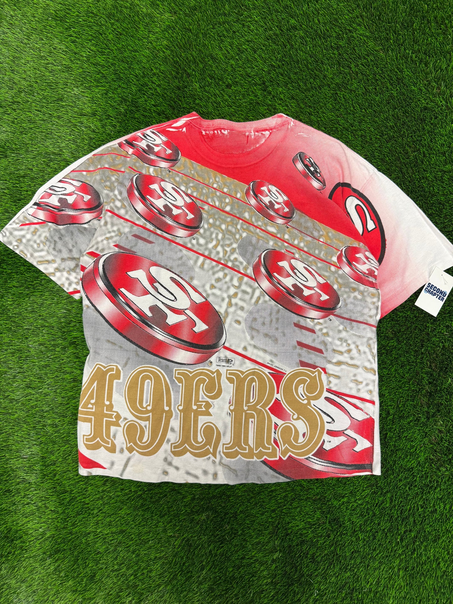 1995 San Francisco 49ers Magic Johnson T's AOP Tee (XL)
