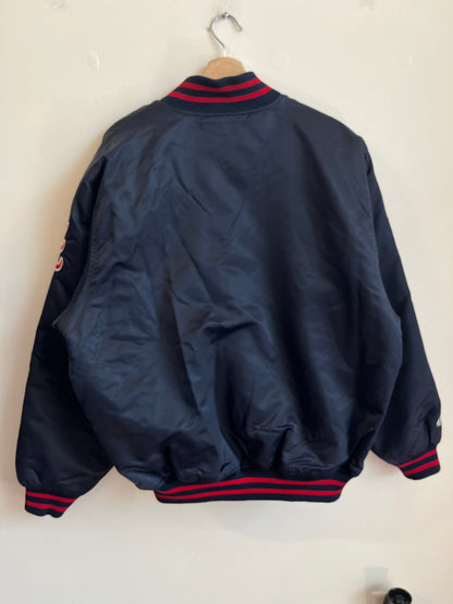 90s Atlanta Braves Navy & Red Majestic Satin Jacket (L)