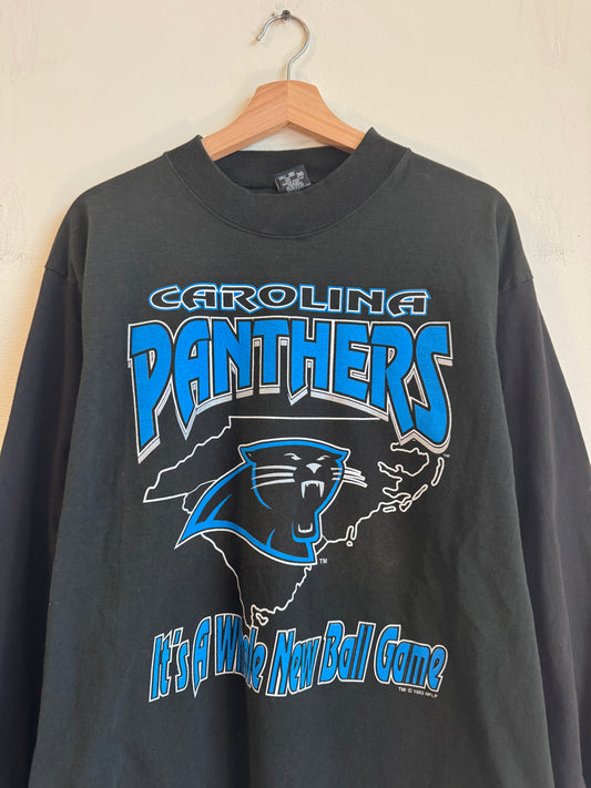 90s Carolina Panthers Mock Neck Long Sleeve Shirt (XL)