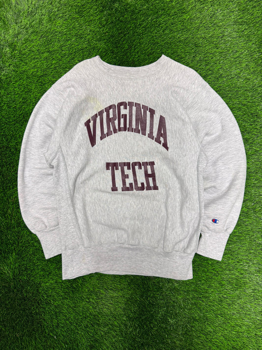 90s Virginia Tech University Champion Reverse Weave Vintage Crewneck (L)