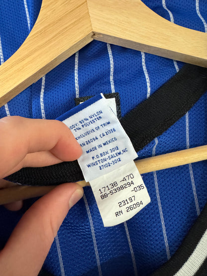 90s Orlando Magic Penny Hardaway #1 Champion Vintage Blue Pinstripe NBA Jersey (S)