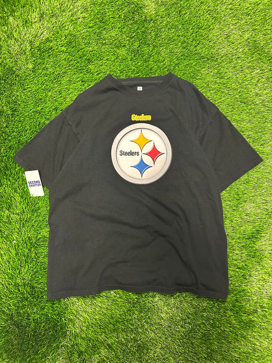 00s Pittsburgh Steelers Center Logo Black NFL Tee (XL)