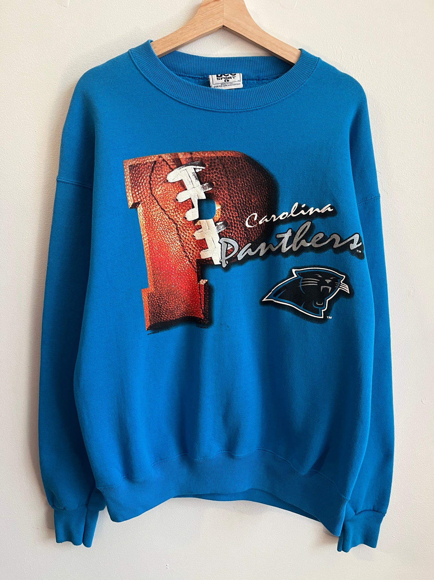 90s Carolina Panthers Big P Blue Lee Crewneck (L)
