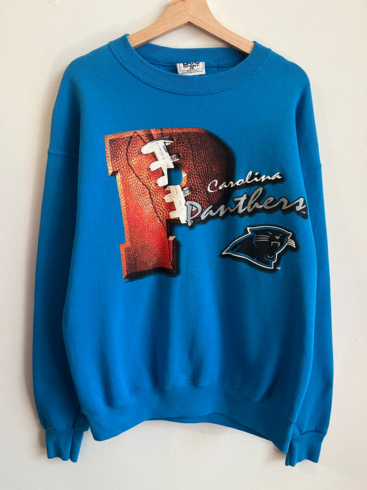 90s Carolina Panthers Big P Blue Lee Crewneck (L)