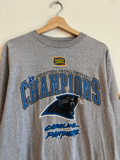 2003 Carolina Panthers Super Bowl Conference Champions Grey Long Sleeve Shirt (M)