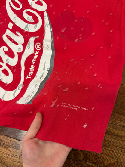 90s Coca Cola Spell Out Graphic Tee (L))