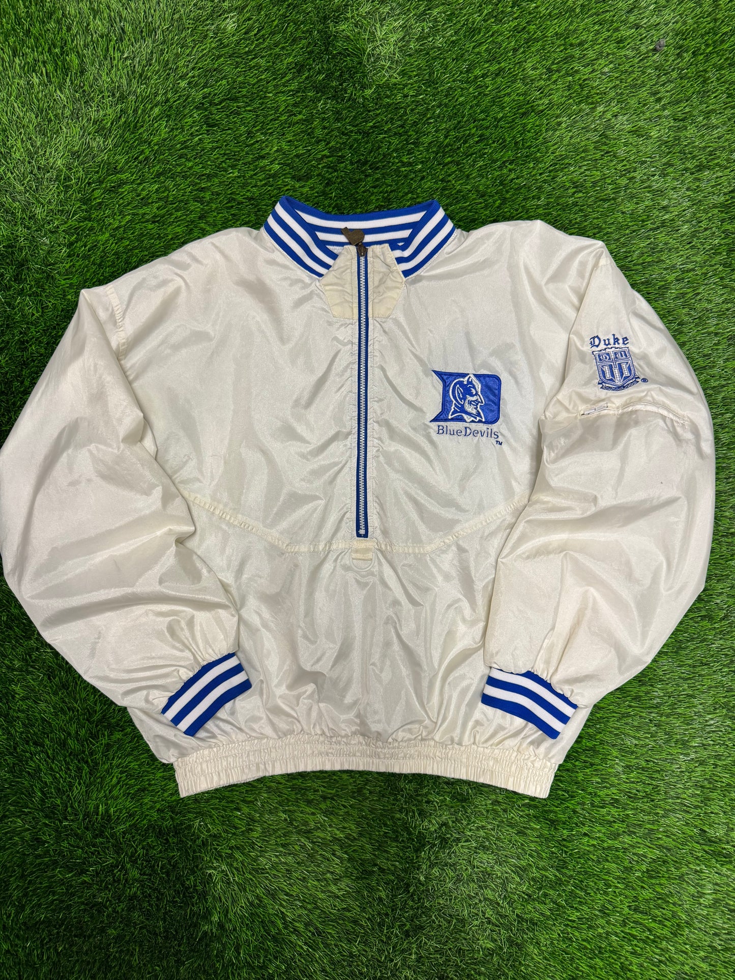 90s Duke University Blue Devils White Pro Player Windbreaker (XXL)