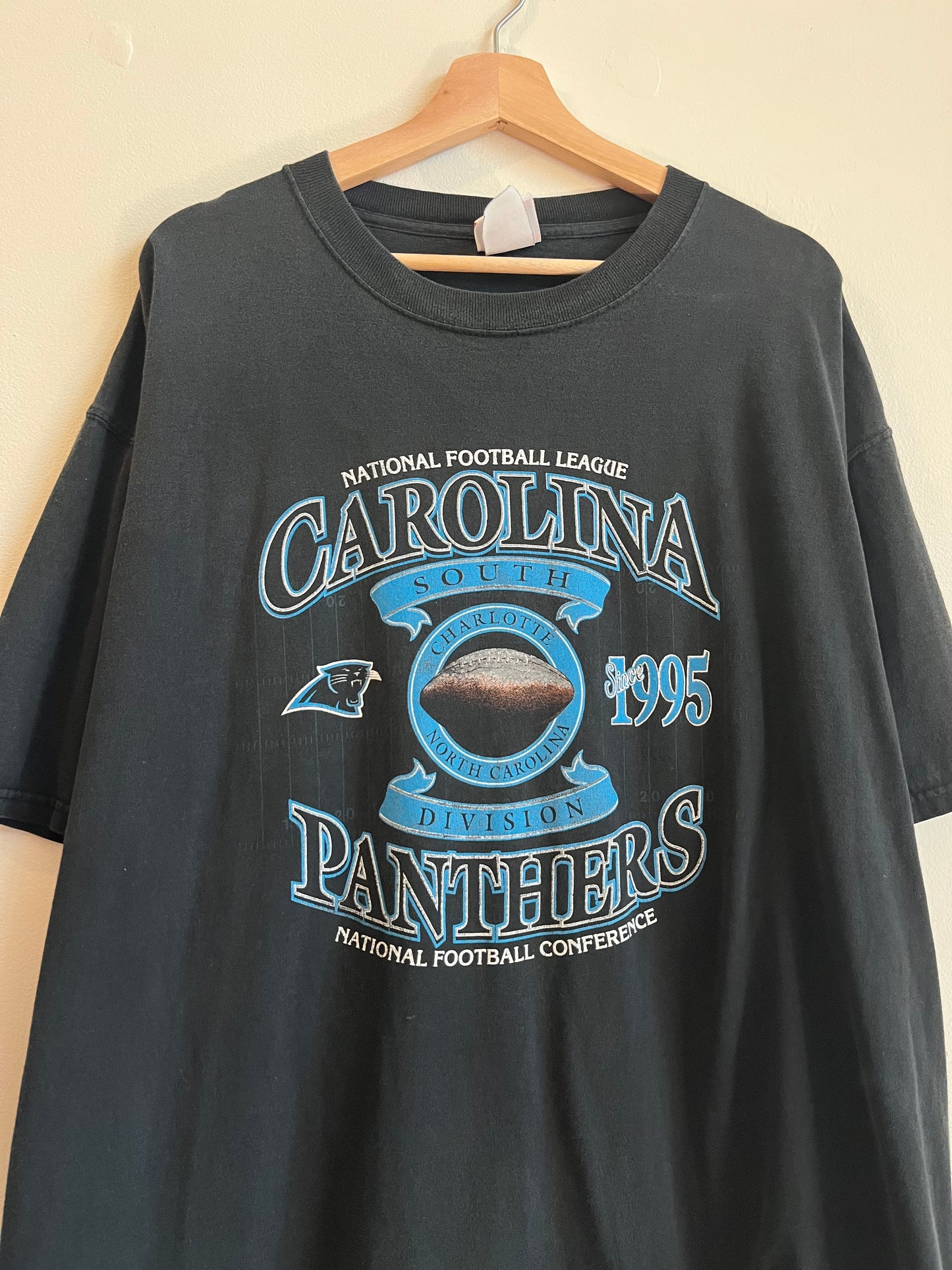00s Carolina Panthers NFL South Division Faded Black Tee (XXL)