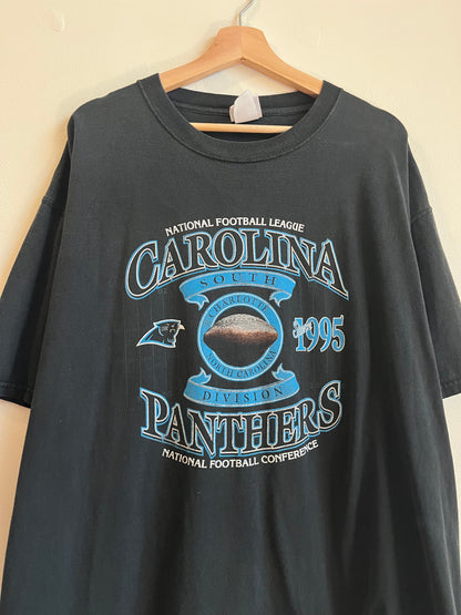 00s Carolina Panthers NFL South Division Faded Black Tee (XXL)