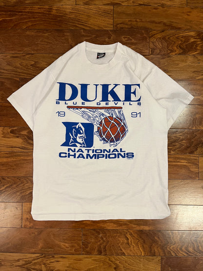 1991 Duke Blue Devils Basketball Champs White Tee (XL)