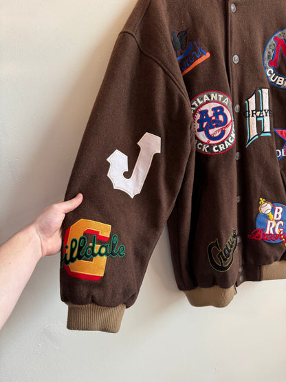 00s Negro League Baseball Mocha Patchwork Jacket (XL)