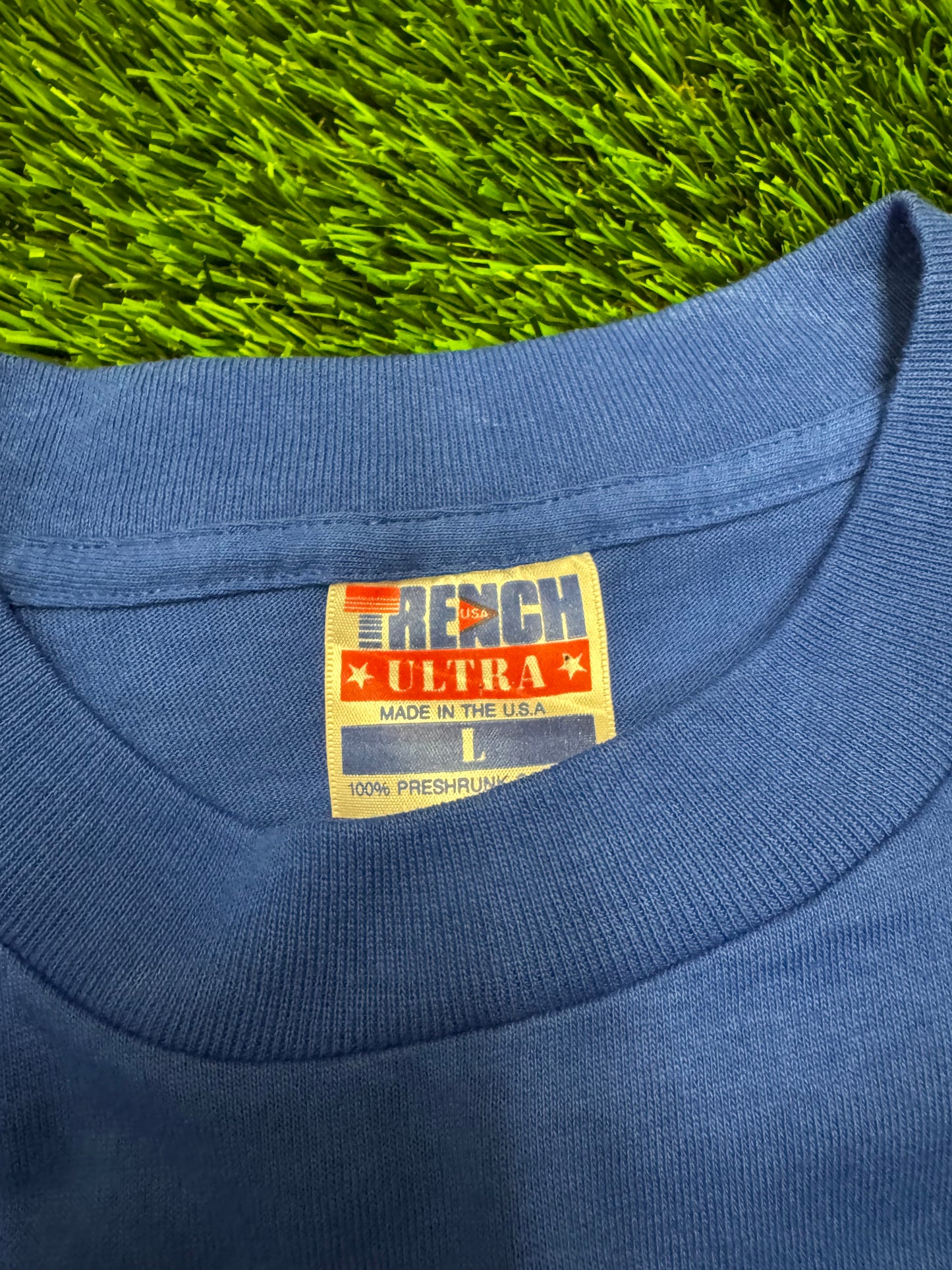 90s NY Giants Spell Out Trench Blue Tee (L)