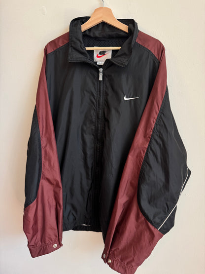 90s Nike Black/Burgundy Windbreaker (XXL)