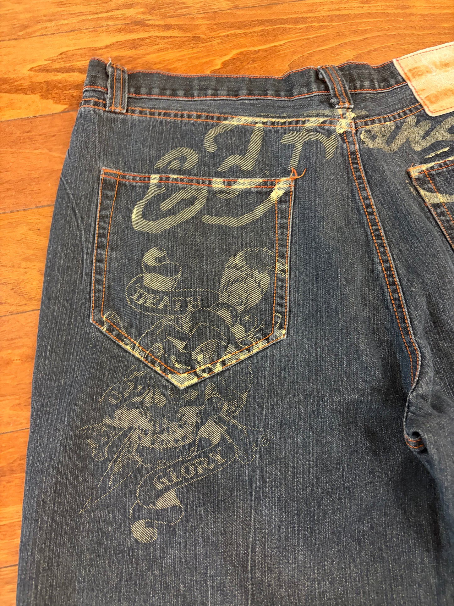 00s Ed Hardy by Christian Audigier Flaming Skull Shorts (42)