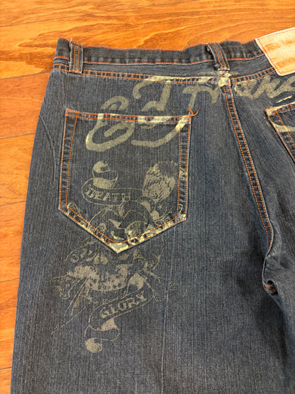 00s Ed Hardy by Christian Audigier Flaming Skull Shorts (42)