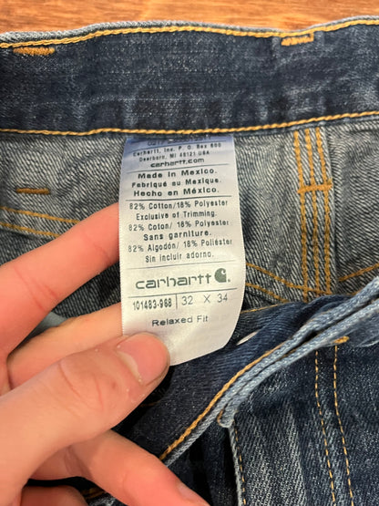 2017 Carhartt Dark Wash Distressed Shorts (32)