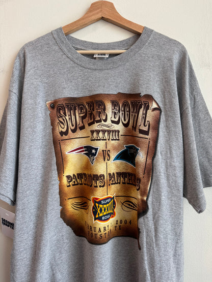 2004 Patriots v Panthers Grey Super Bowl Tee (XXL)