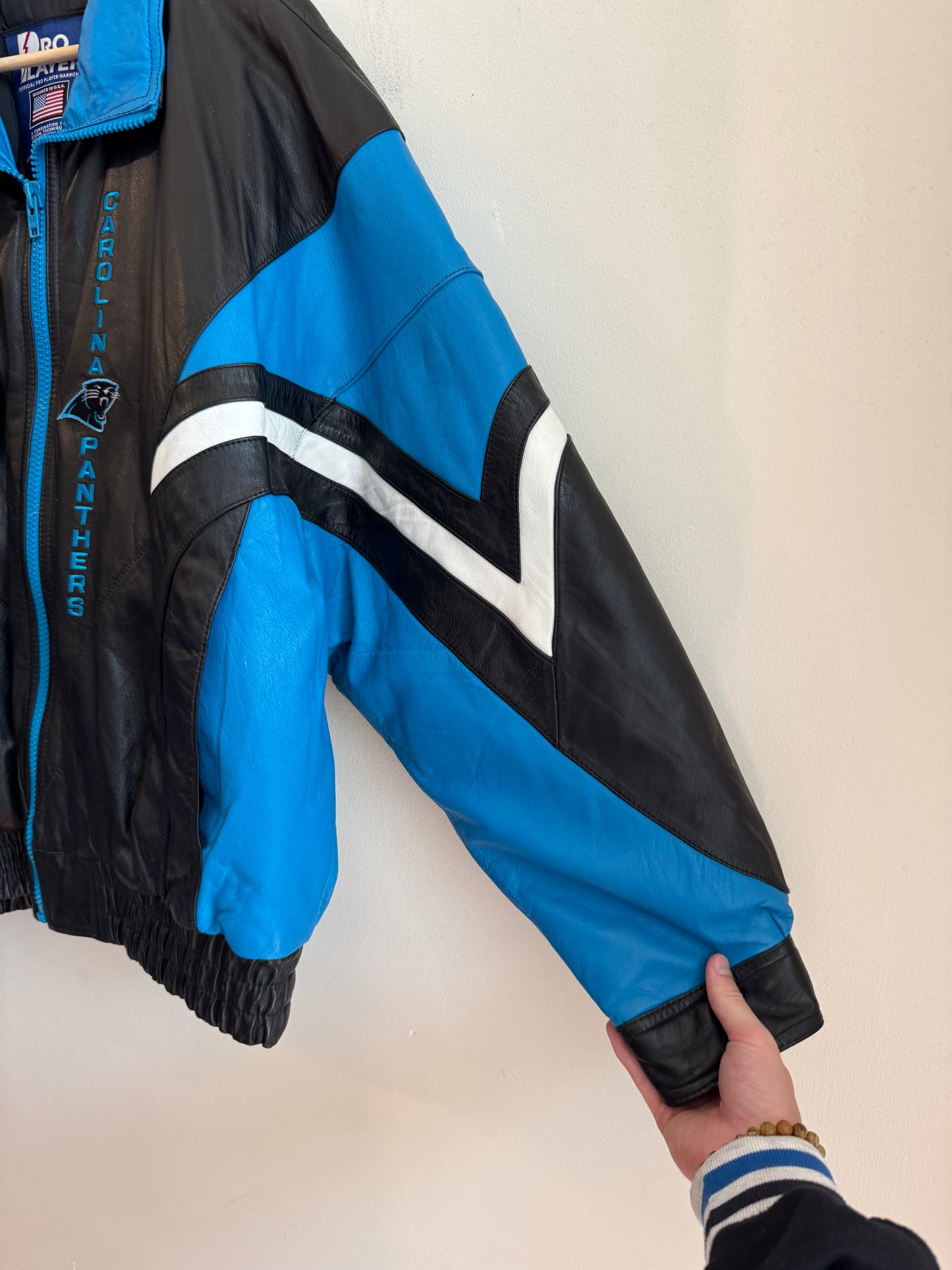 90s Carolina Panthers Leather Pro Player Jacket (XL)