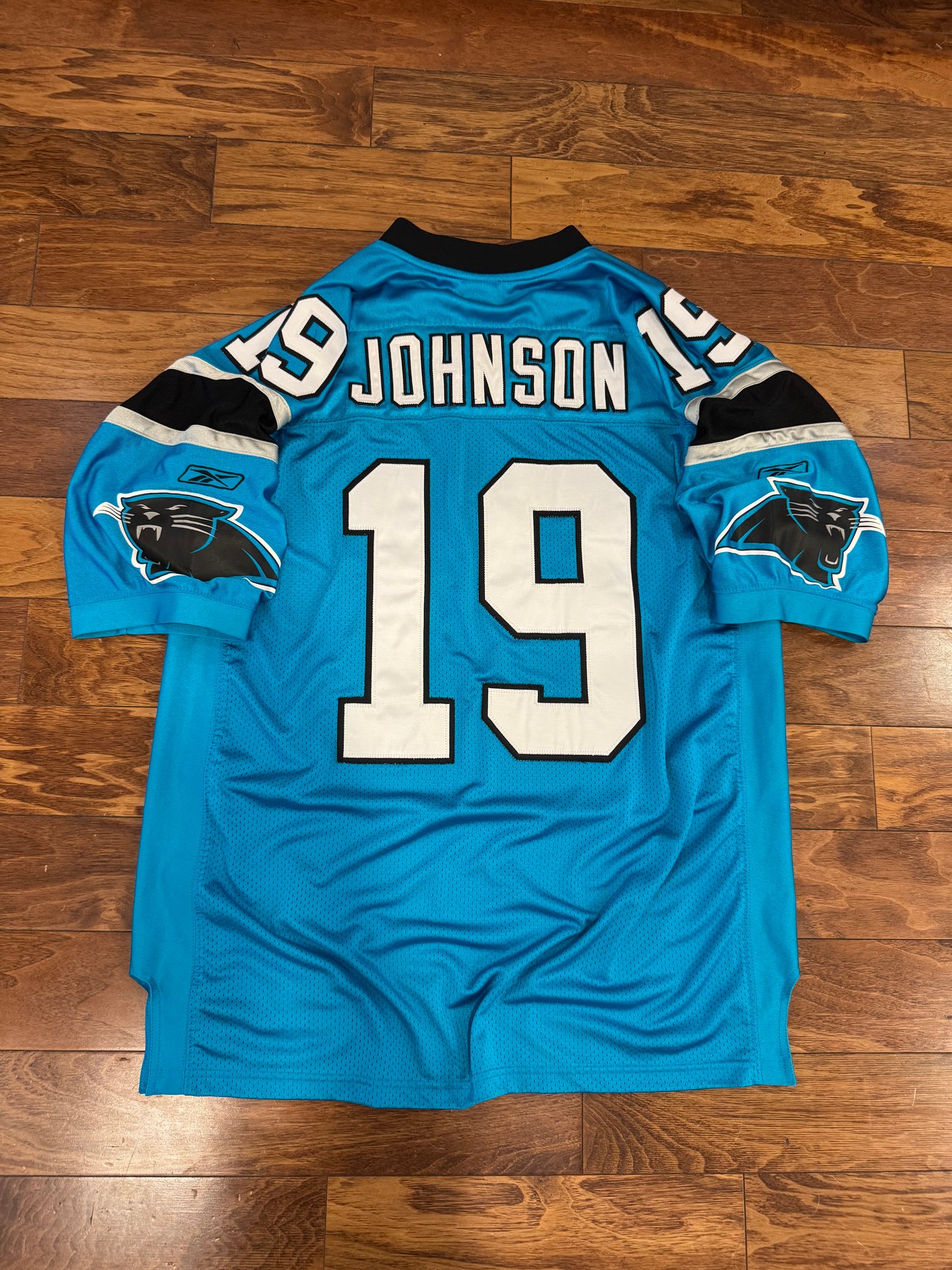 00s Carolina Panthers Stitched Keyshawn Johnson NFL Reebok Jersey (XL)