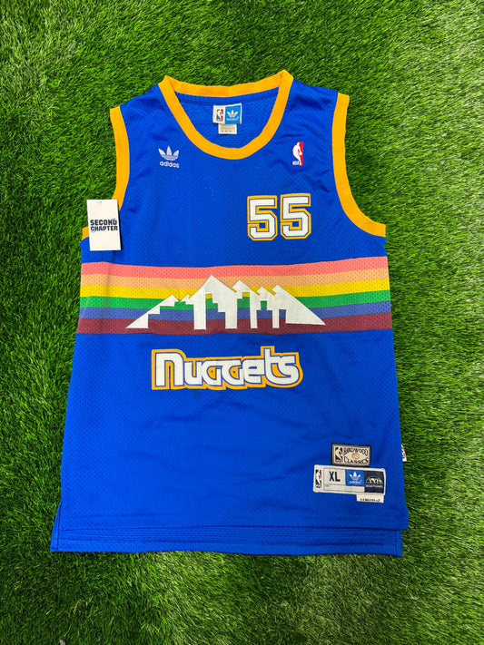 00s Denver Nuggets Dikembe Mutombo #55 Adidas Hardwood Classics Vintage NBA Jersey (XL)