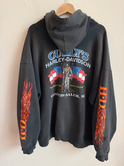 2004 Harley Davidson Winston Salem Flames Zip Up Hoodie (XL)