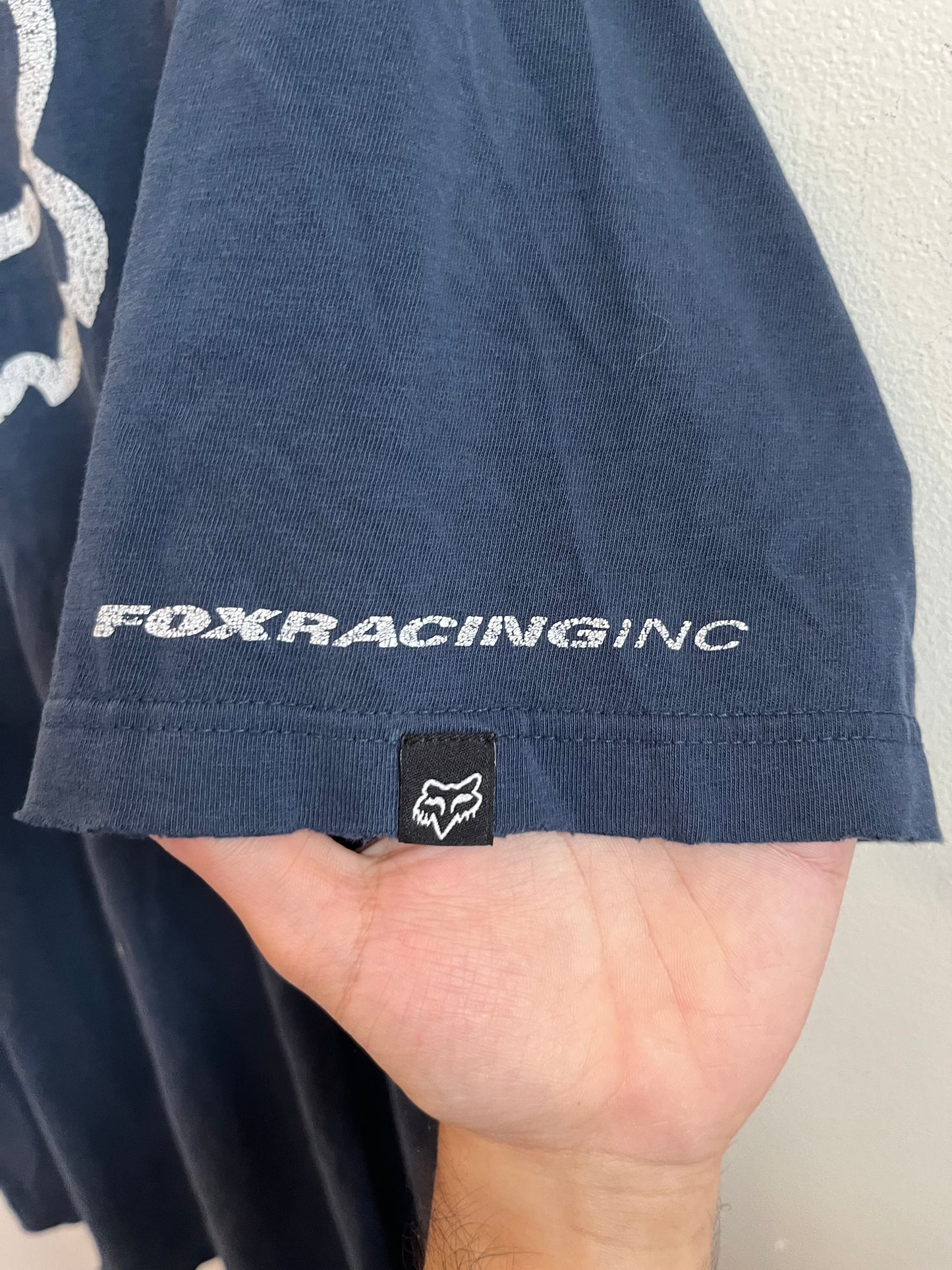 00s Fox Racing Y2K Distressed Faded Navy Tee (L)