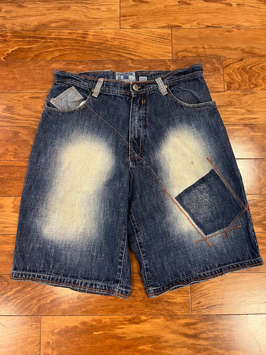 00s Evolution Baggy Patched Jean Shorts (34)